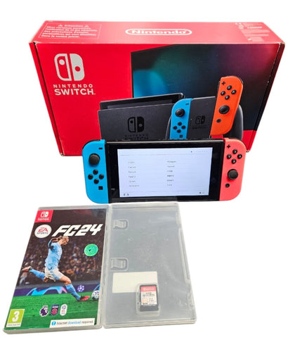 Nintendo Switch Neon Console - Boxed with 2 Games