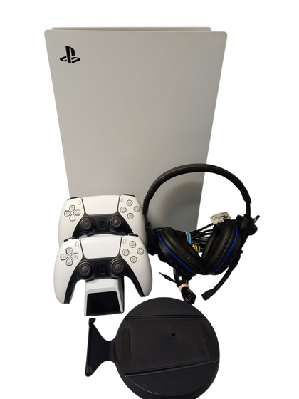 Playstation 5 Digital With 2 Controllers, Charging Dock And Heatset