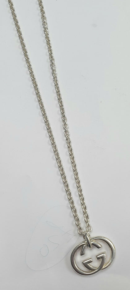 Gucci Sterling Silver Double G Interlocking Necklace