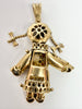 9ct yellow gold garnet stone doll pendant