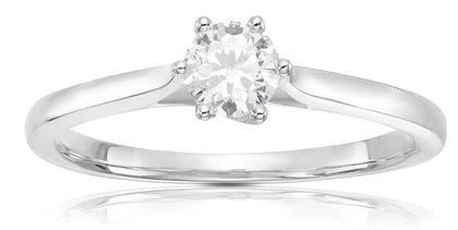 Engagement Ring 18ct White Gold Six Claw Solitaire 0.25ct Diamond Ring