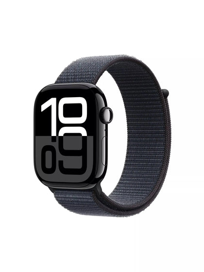 Apple Watch Series 10 - 46mm - GPS + Cellular - Jet Black Aluminium Case - Ink Sport Loop - Adjustable