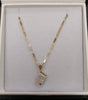 9ct Yellow Gold Rectangle Link Chain & Clear Gemstone Pendant