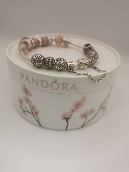Pandora Bracelet With 14 Charms 925 ALE & Pandora Jewellery Box