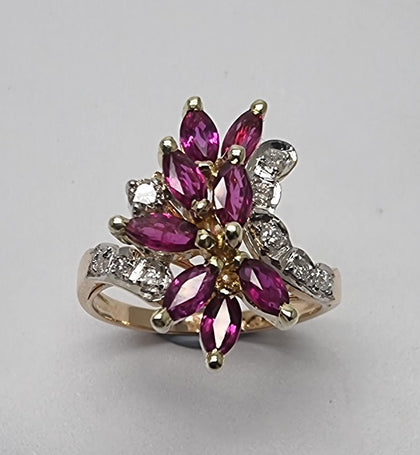 14ct Gold 0.80ct Ruby & Diamond Cocktail Style Ring - Size M (RRP £1350)