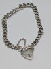 SILVER CHARM BRACELET WITH HEART LOCK