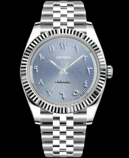 Seiko Mod Datejust Light Blue Arabic Watch