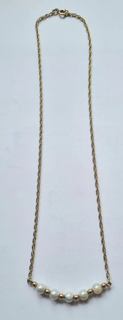 9ct Gold 17 “ Necklace with Pearls