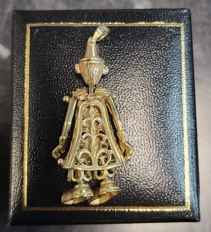 9CT - Yellow Gold Articulated Clown Pendant With Multi Coloured Stones - 6.1g. Hallmarked