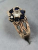 9ct Gold Ring With Blue /Clear Stones Size P