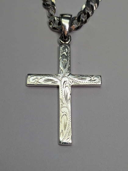 Silver Chain & Cross 24