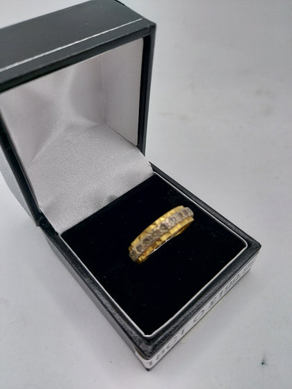 18CT Yellow Gold Surrounded With Stones (CZ) - Size O - 4.6 Grams.