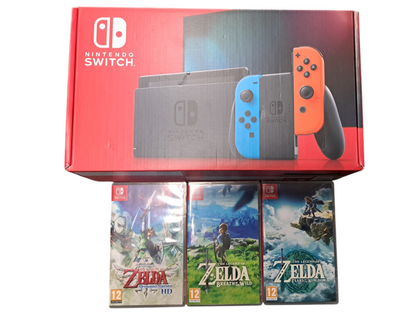 Nintendo Switch Neon Console & ZELDA Game Bundle