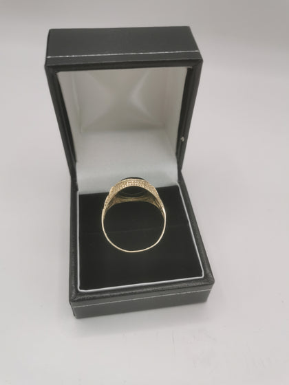 9K Gold Ring with Black Stone 3.9G Hallmarked and Tested Size W