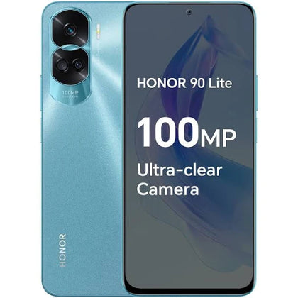 HONOR 90 Lite Smartphone 5G with 100MP Triple Camera, 8+256GB, 6,7” 90Hz Display, 4500mAh, Dual SIM, Android 13, Cyan lake (Renewed)