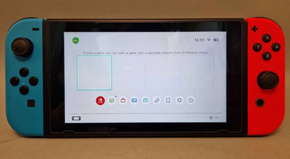 Nintendo Switch Console, 32GB + Neon Red/Blue Joy-Con (crack in screen protector, immaculate underneath)