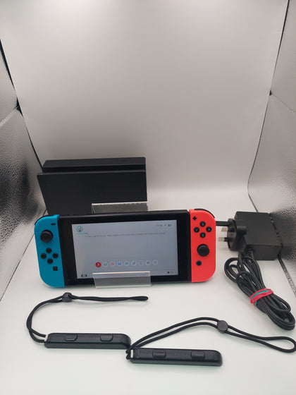 Nintendo Switch Console 32GB HAC-001-01 with Neon Red/Blue Joycons and dock/Charger LOOSE JOYCONS