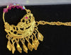 22ct  Yellow Gold Nose Ring With Pink Beads/Stones (Nath) And Rope Chain With Hook - 6" - 7.30G
