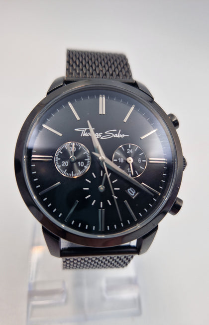 DEAL Thomas Sabo Men's Black Rebel Icon Chronograph Watch in original box