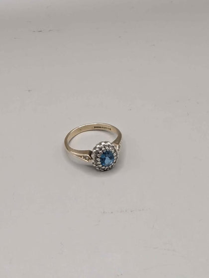 9ct Yellow Gold Ring With Blue Stone - 2.38 Grams - Size J