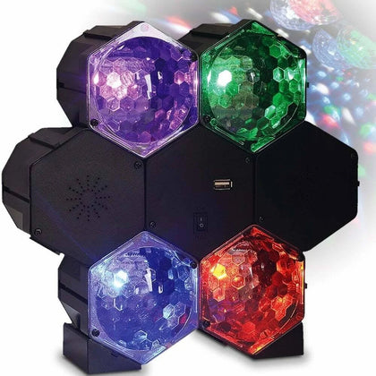 FXLAB 4 Way Pod Disco Party Light with Bluetooth Speaker Dj House Party FX USB Charge