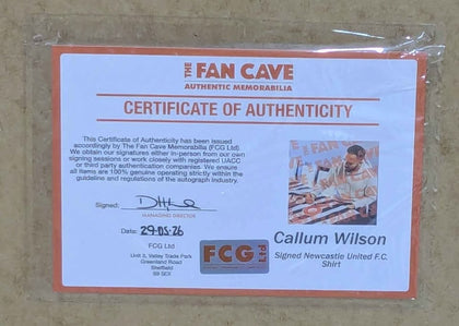Callum Wilson Signed Newcastle United, With Certificate Of Authentication