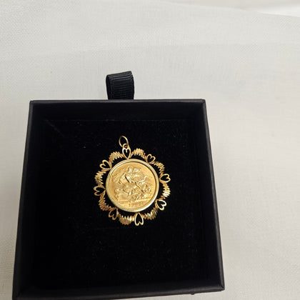 1907 Gold Half Sovereign Edward VII & 9ct Pendant Mount