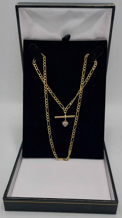 9ct 375 yellow gold long Curb Style Chain with pendent 3.94g Boxed 18