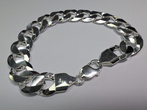 New Silver Curb 9.5” Bracelet