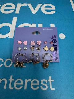 CLAIRES MULTI-PACK EARINGS HEARTS BUTTERFLY AND HOOP