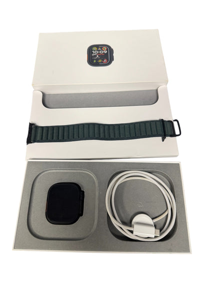 APPLE Watch Ultra 2 Cellular 49mm Black Titanium Case with Dark Green Alpine Loop Small (A2986)