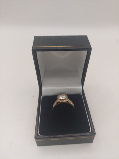 9k Gold Ring with CZ SQ Stone 2.3G Hallmarked(375)&Tested Size N