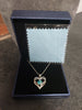 Silver Double Open Heart ' I Love You' Pendant with Blue Stone & Chain