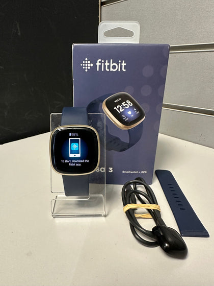 Fitbit Versa 3 - Rose Gold Dial - Dark Blue Straps