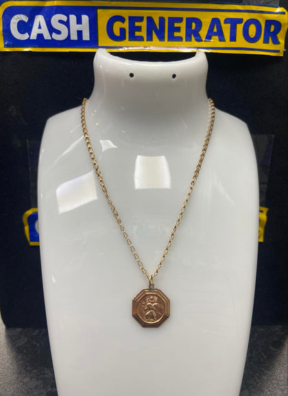 9ct Rose Gold Chain and St Christopher Pendant 4.77g 16