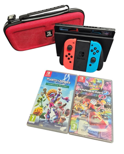 Nintendo Switch Neon Console with 2 Games and Case