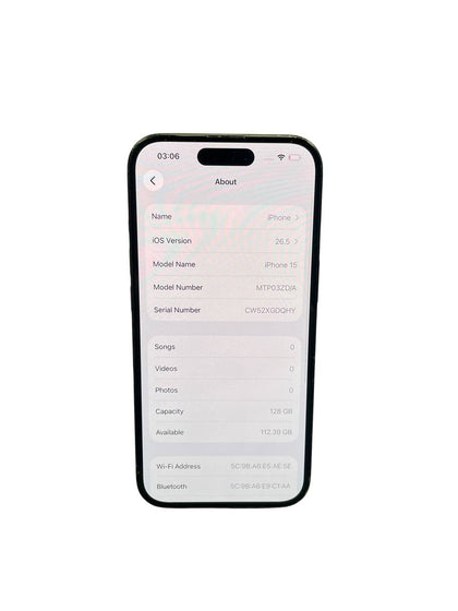 iPhone 15 128GB BH90 *Unboxed*