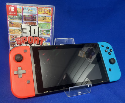 Nintendo Switch Console Bundle ( + 30 Sport Games ) ** 3rd Party Neon Red/Blue Joy-Con's **