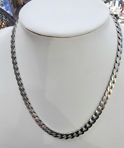 Mens Silver 20 inch curb chain