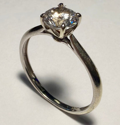 9ct White Gold CZ Ring  - Size P 1/2