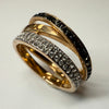SWAROVSKI TRIPLE ROSE GOLD COLOURED RING SIZE O1/2-P1/2