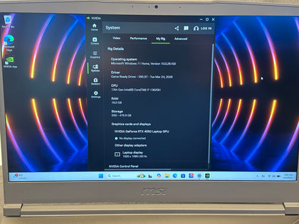 MSI Thin 15 B13VE 512GB SSD 16GB RAM Intel i7-13620H RTX 4050