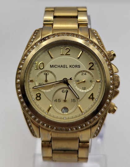 Michael Kors Blair Glitz Chronograph Gold Dial Gold Stainless Steel Watch MK5166