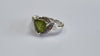 9CT WHITE GOLD PERIDOT &DIAMOND RING SIZE N