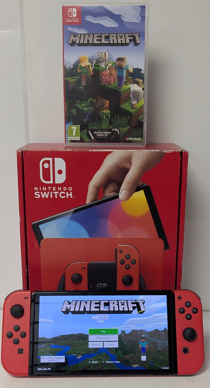 Nintendo Switch OLED Red Console & Minecraft