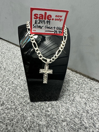 Silver Chain and Cross Pendant 84.4g 21.5