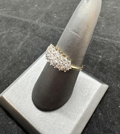 9ct Gold Clear Gem Size R Ring