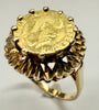 9CT GOLD RING WITH MEXICAN COIN SIZE J 1/2