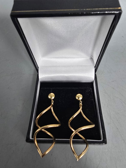 9ct Gold Earrings 375 2.5G 2'' in Length