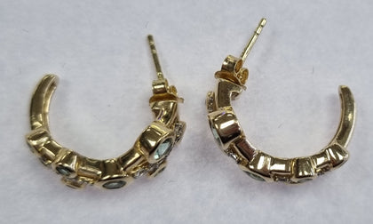 9ct Gold Earrings Green & CZ